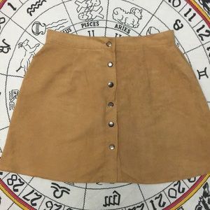Suede Button Down Mini Skirt